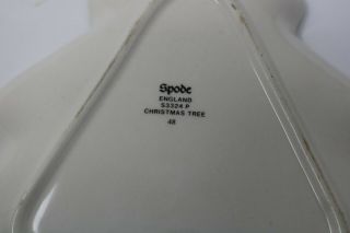 SPODE Christmas Tree Shaped Dish Green Trim England 7 1/2 