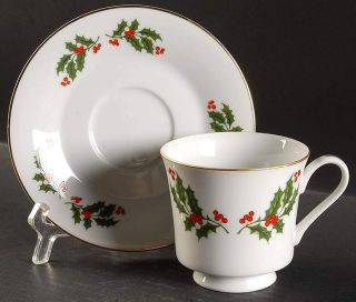 All The Trimmings Christmas Holly (porcelain) Cup & Saucer 6188585