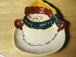 Pfaltzgraff Holiday Magic Snowman Candy/cookie Plate With Tag