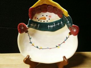 PFALTZGRAFF HOLIDAY MAGIC SNOWMAN CANDY/COOKIE PLATE WITH TAG 2