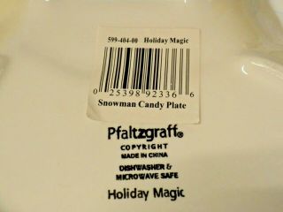 PFALTZGRAFF HOLIDAY MAGIC SNOWMAN CANDY/COOKIE PLATE WITH TAG 5