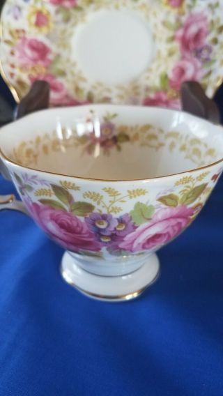Vintage Royal Albert Bone China Cup and Saucer in Serena Pattern 3