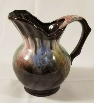 Vintage Brown Glazed Multi Colored Drip Small Pitcher/creamer