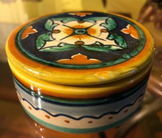 Deruta Italy Italian Pottery Trinket Box Signed Fidia