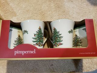 Spode Christmas Tree Set Of 4 Mugs & Coasters (pimpernel)