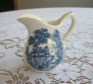 Vintage Royal Staffordshire England Clarice Cliff Tonquin Blue Creamer 4”
