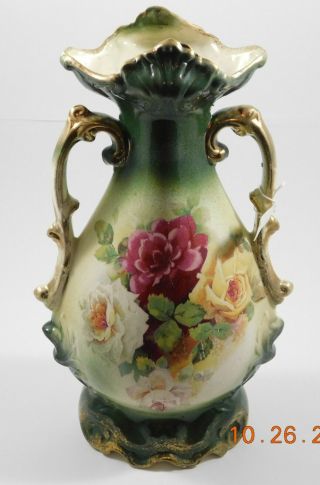 English Rose Design Vase Staffordshire England