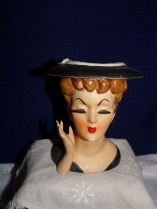 Vintage Lee Wards Exclusive 4 3/4 " Lady Head Vase No Necklace Orearrings