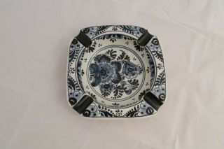 Vintage Delft Blauw Hand Painted Ashtray Signed & Numbered 1265 Hollland Euc