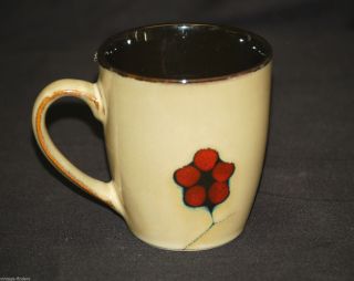 Old Vintage Aster By Pfaltzgraff Coffee Cup Mug W Red Flowers Beige Brown Body