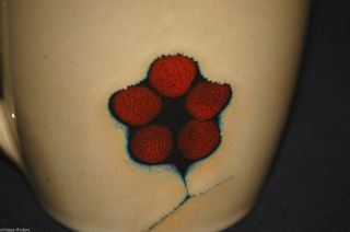 Old Vintage Aster by Pfaltzgraff Coffee Cup Mug w Red Flowers Beige Brown Body 2