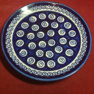 Polish Pottery Boleslawiec Cobalt Blue Swirl Dessert Salad Side Plate 6 "