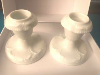 Set Of Two - Rosenthal Selb - Germany White Sanssouci Candle Holders 2 1/4 "