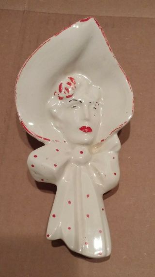 Vintage Mccoy Wall Pocket Lady White Red Woman Girl