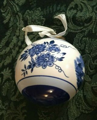 DELFTware blue and white porcelain Christmas ornament Dutch scenes Windmill 2