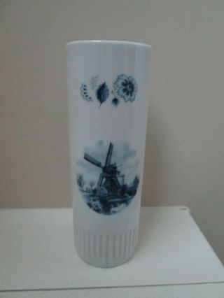 Ter Steege Bv Delft Blauw Hand Decorated In Holland Windmill Vase 5 1/2 " Tower