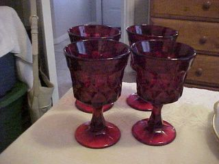 Noritake Glass Ruby Red Perspective 4 3/4 " Wine Goblets Set Of 4