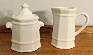 Pfaltzgraff Heritage White Sugar Bowl With Lid And Creamer Set