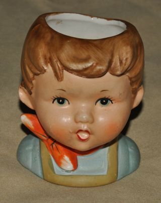 Vintage Napcoware Napco C - 7094 Little Boy Head Vase Pottery Hummel Style