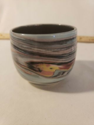 Signed Small Art Pottery Cup Hand Turned Signed Small Cup Vase Mug 2