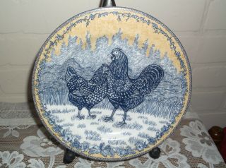 American Atelier Rooster Toile Salad Dessert Plate 8 1/8 "