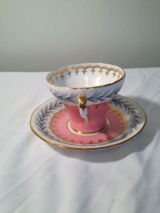Vintage Aynsley Bone China Tea Cup/ Saucer Pink Blue & Gold Trim 2