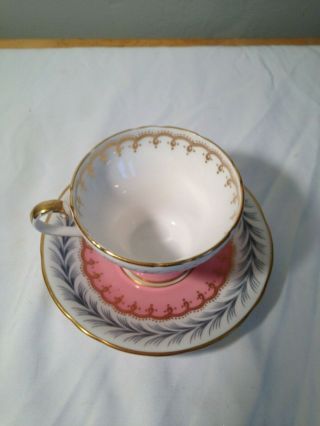 Vintage Aynsley Bone China Tea Cup/ Saucer Pink Blue & Gold Trim 4