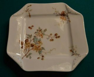 Vintage Haviland Limoges 9 " Square Plate Napkin Fold Corners Flowers Antique