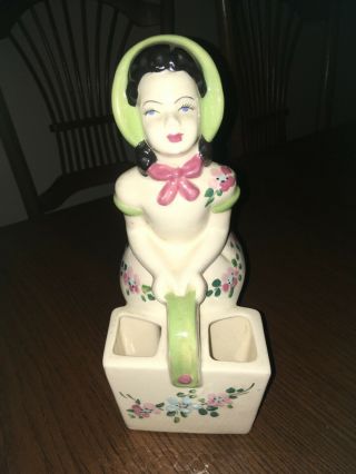 California Pottery Weil Ware Girl Figurine Double Vase