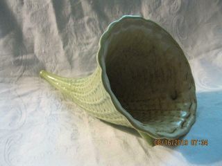 Red Wing Pottery Green Basket - weave Cornucopia Horn Of Plenty Centerpiece 2