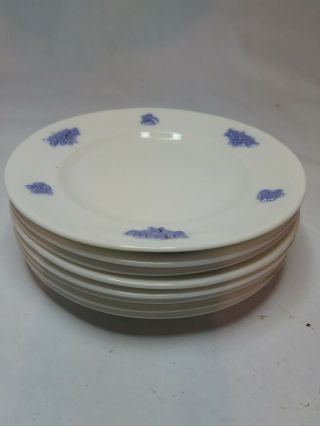 8 Antique Blue Chelsea Ware Purple Grape Sprig Thistle Porcelain Dessert Plates