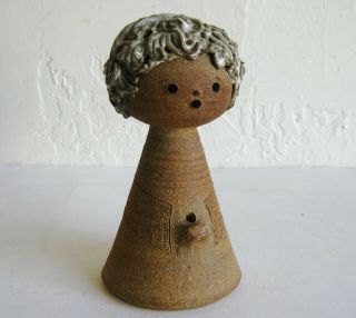 Vintage Tony Oliveri Stoneware Art Pottery Weed Pot Modernist Figural Girl Vase