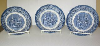 3 Vintage Liberty Blue Betsy Ross Berry Bowls