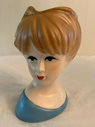 Vintage Lady Head Vase - 7 " Tall