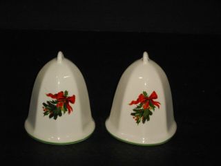1990 Pfaltzgraff Christmas Heritage 2 Bell Shape Ornaments