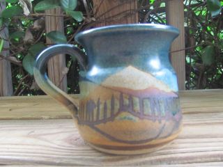 Stoneware Pottery 3¾ " Coffee Mug Dip Glaze Unknown Artist