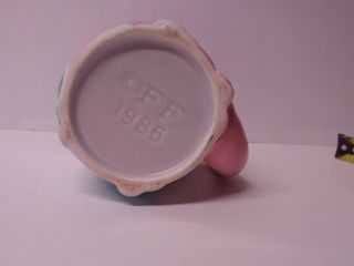 Vintage Fitz & Floyd Ceramic Double Pink Green Dinosaur Handle Coffee Cup Mug 86 2
