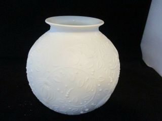 Kaiser W.  Germany White Bisque Porcelain Vase with Raised Floral Design 2
