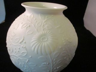 Kaiser W.  Germany White Bisque Porcelain Vase with Raised Floral Design 3