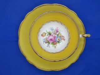 Vintage Uk Foley Eb China 1850 Unnamed Yellow,  Flower Pattern Teacup & Saucer
