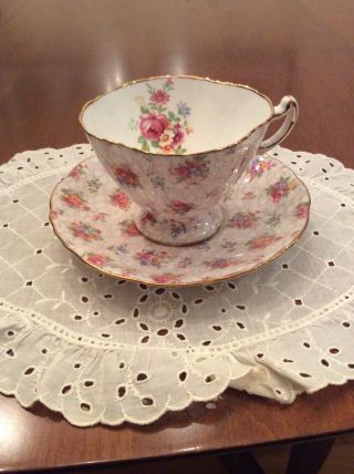 Vintage Hammersley Floral Rose Chintz Tea Cup & Saucer