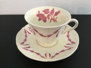 Wedgwood Williamsburg Husk Footed Cup & Saucer Tmd445 Pink/cream