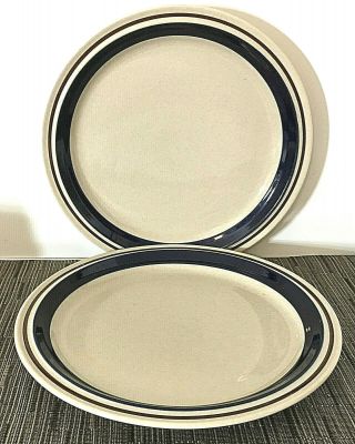 2 Yamaka Contemporary Chateau 10 " Dinner Plates Cobalt Blue Stoneware Japan Euc