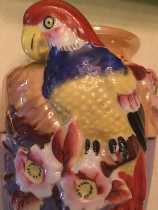 Vintage Porcelain Lusterware 3 - D Parrot Bird Wall Pocket Vase Figurine Japan 5