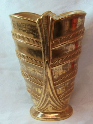 Vintage Stangl Pottery Hand Painted Granada Gold Vase