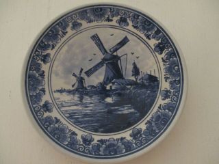 Vintage Delft Blauw Hand Painted Plate Made In Holland