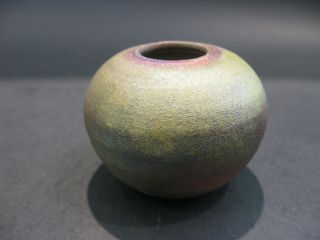 Ben Diller Studio Art Pottery Raku Miniature Vase Maui Hawaii Artist Signed