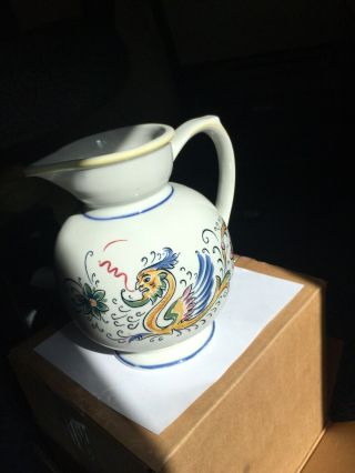 Vintage Hall China Pitcher 2533 Dragon Sea Monster Multicolored