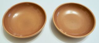 2 Russel Wright Iroquois China 5.  5 " Dessert Fruit Bowls Light Brown Apricot