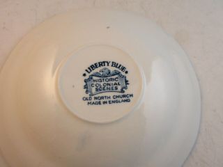 4 Liberty Blue Staffordshire Cups & Saucers Old North Church Paul Revere 5